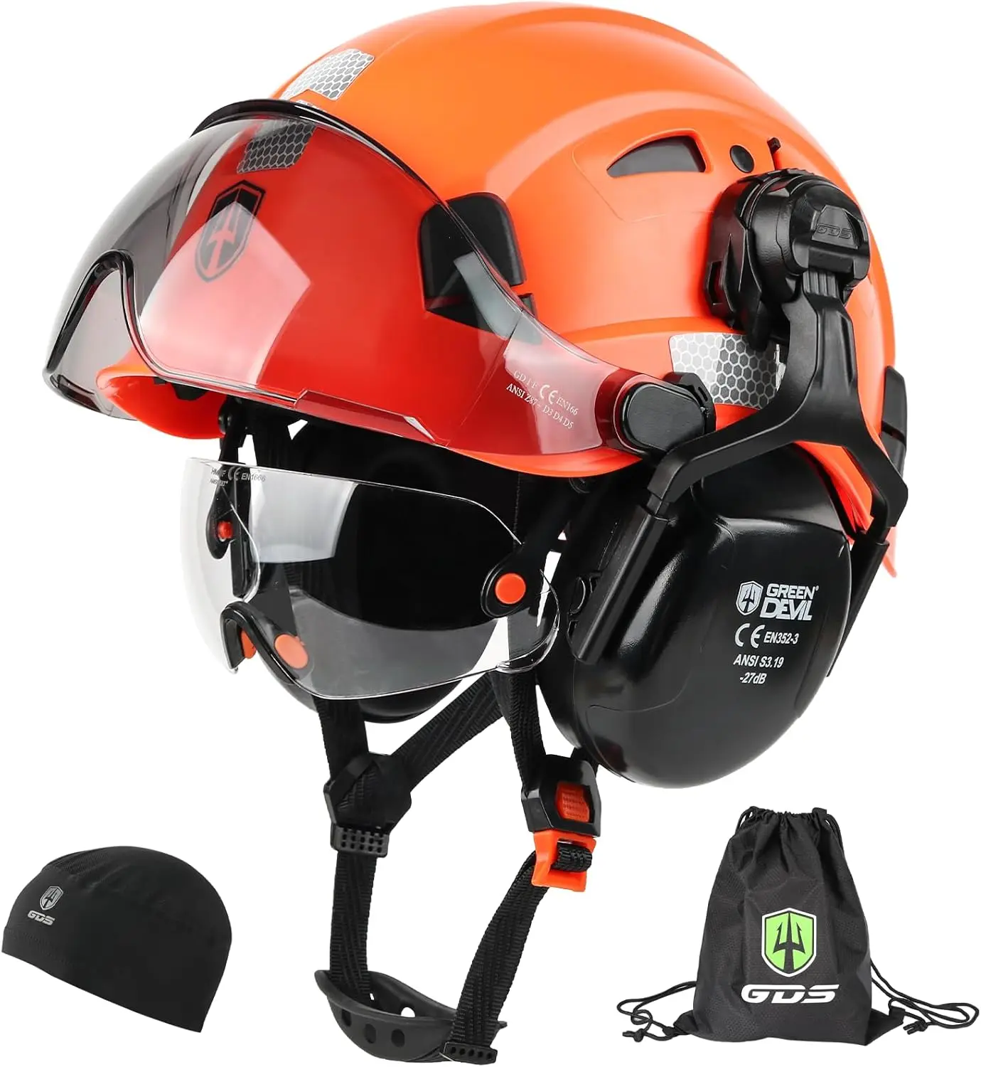 

Hard Hat Safety Helmet with Visor, Ear Muffs & Vents for Men/Women, ANSI Z89.1 Certified for Construction