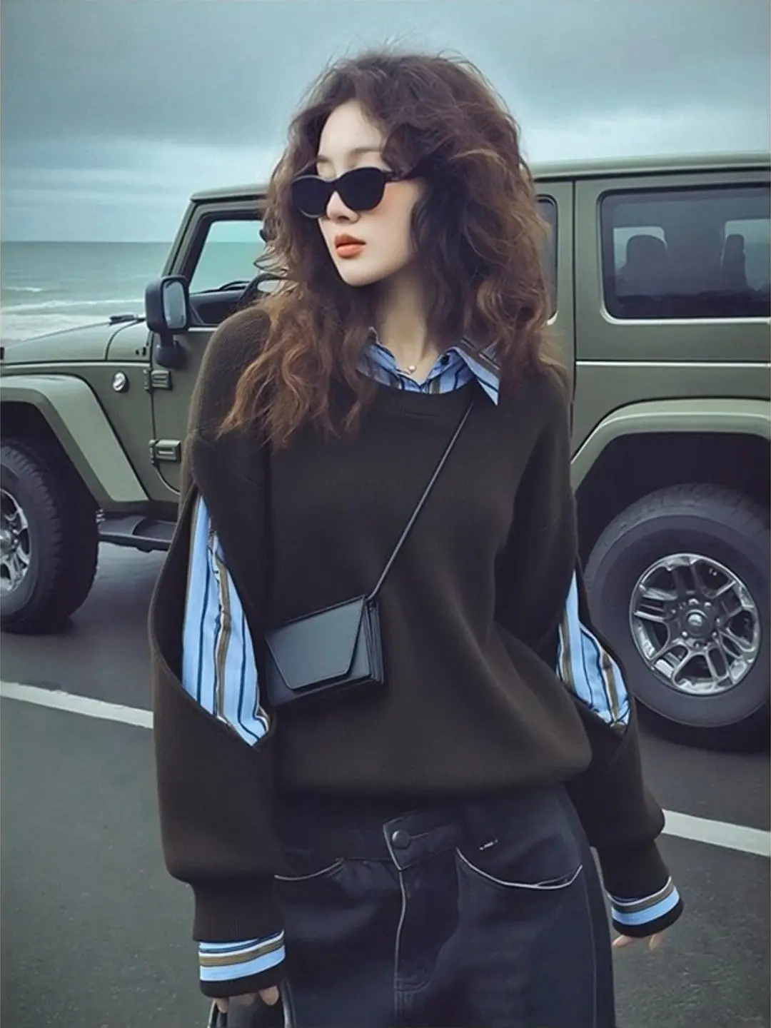 

Уникальный вязаный свитер с воротником-стойкой, зимний, в корейском стиле, для ношения под одеждой, топ, люксовый, для женщин...