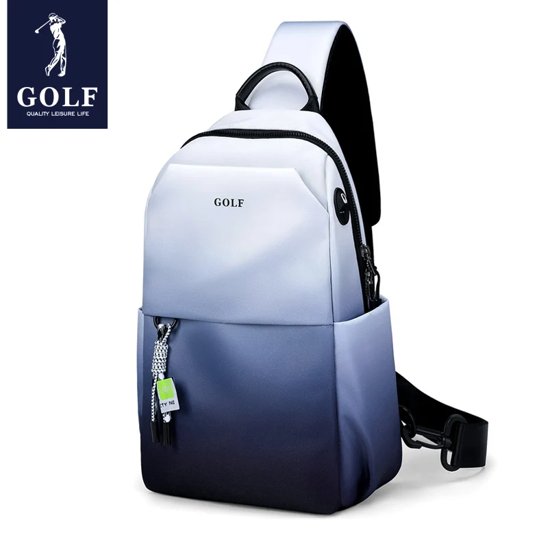 Golf Men\'s Chest Bag Gradient Small Backpack Fashion Phone Bag Casual Oxford Cloth Crossbody Bag Men\'s