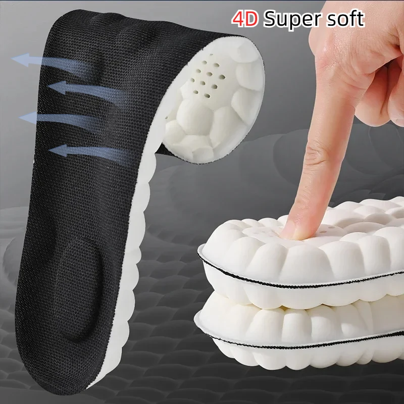 Semelles intérieures de Sport en Latex 4D, coussinets de chaussures souples à haute élasticité, Support d'arc, semelles orthopédiques, coussin d'absorption respirant, unisexe