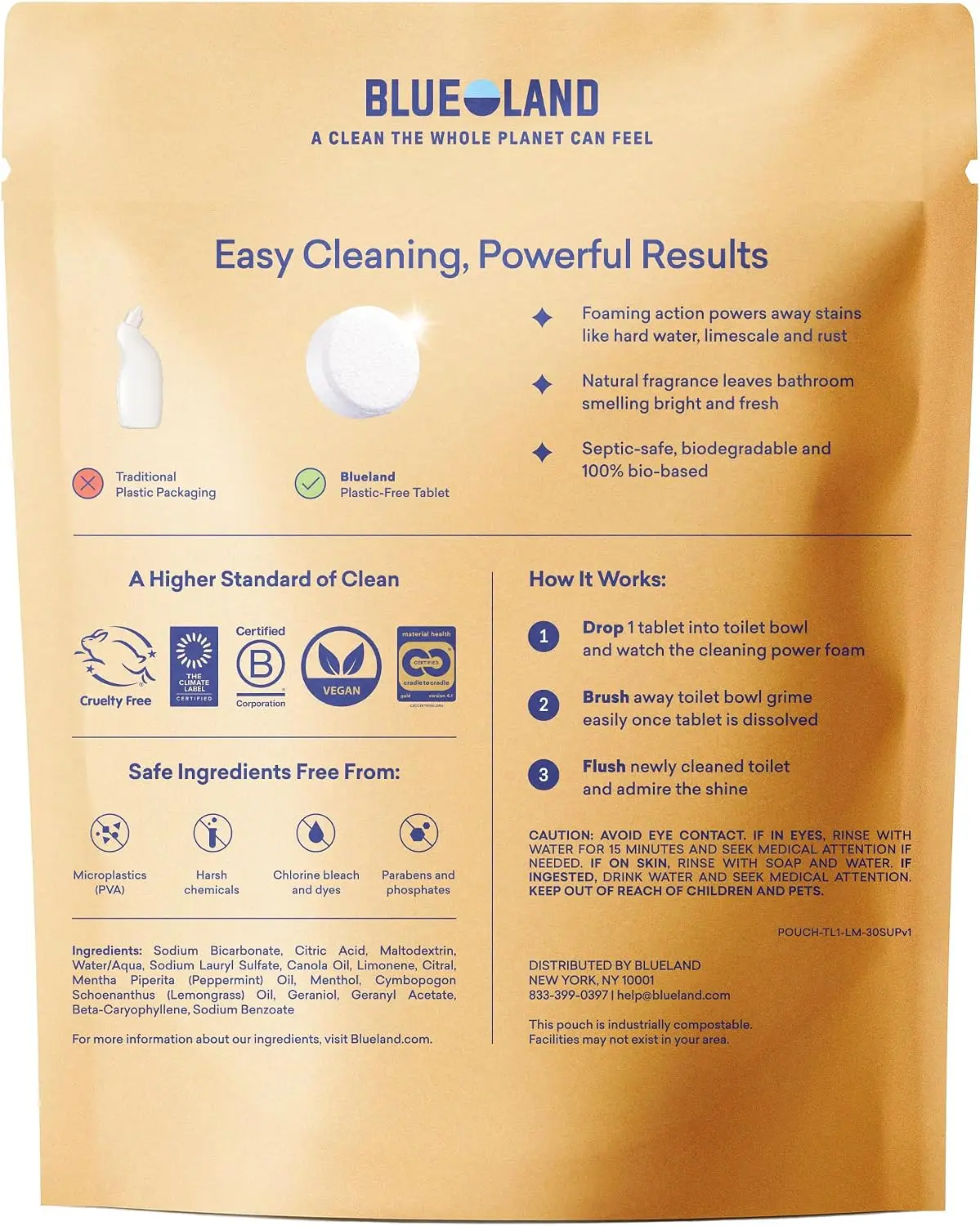 Eco Toilet Cleaner Tablets 28ct, Lemon Cedar, Plastic-Free