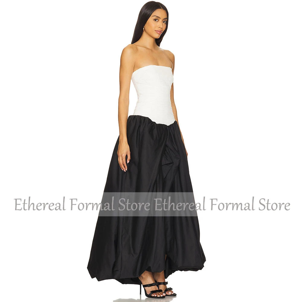 Fashion A Line Evening Dress Black Strapless Prom Ball Gown Ankel Length Formal Party Dress 2025 Simple Women's Evening Gown