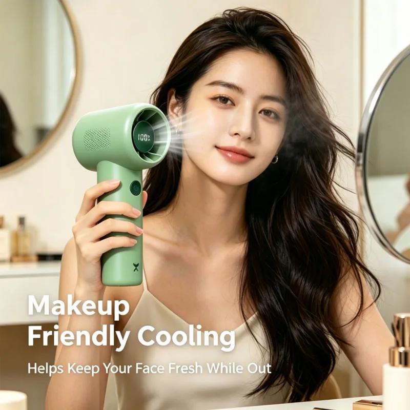 High Speed Brushless Motor Mini Fan Digital Display USB Rechargeable Long Lasting Powerful Cooling for Office Daily Commute