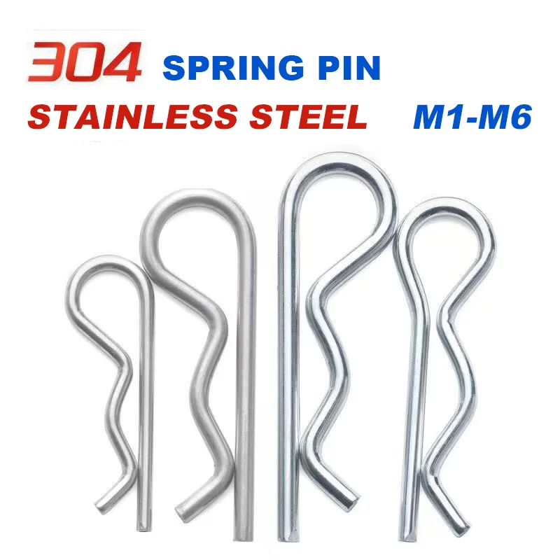 304 Stainless Steel R Shaped Spring Cotter Clip Pin M1 M1.2 M1.6 M1.8 M2 M2.5 M3 M3.5 M4 M5 M6 Anti Detachment Pin Fastener Part