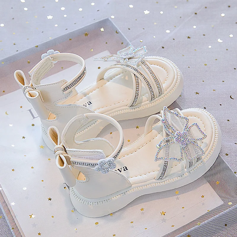 New Children's Rhinestone Sandals Fashionable Princess Party Sandals Student Dance Performance Shoes Kids Outdoor Casual Shoes