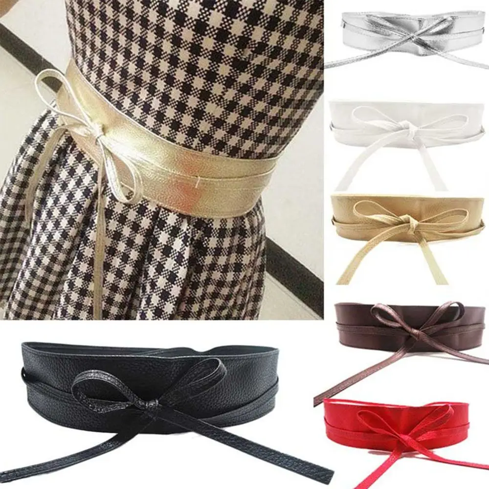 

Arrival Soft Leather for Female Cummerbunds Elegant Bow Belt Ladies Girls Belt Dress Belt Wide Self Tie Wrap Around Waist Band