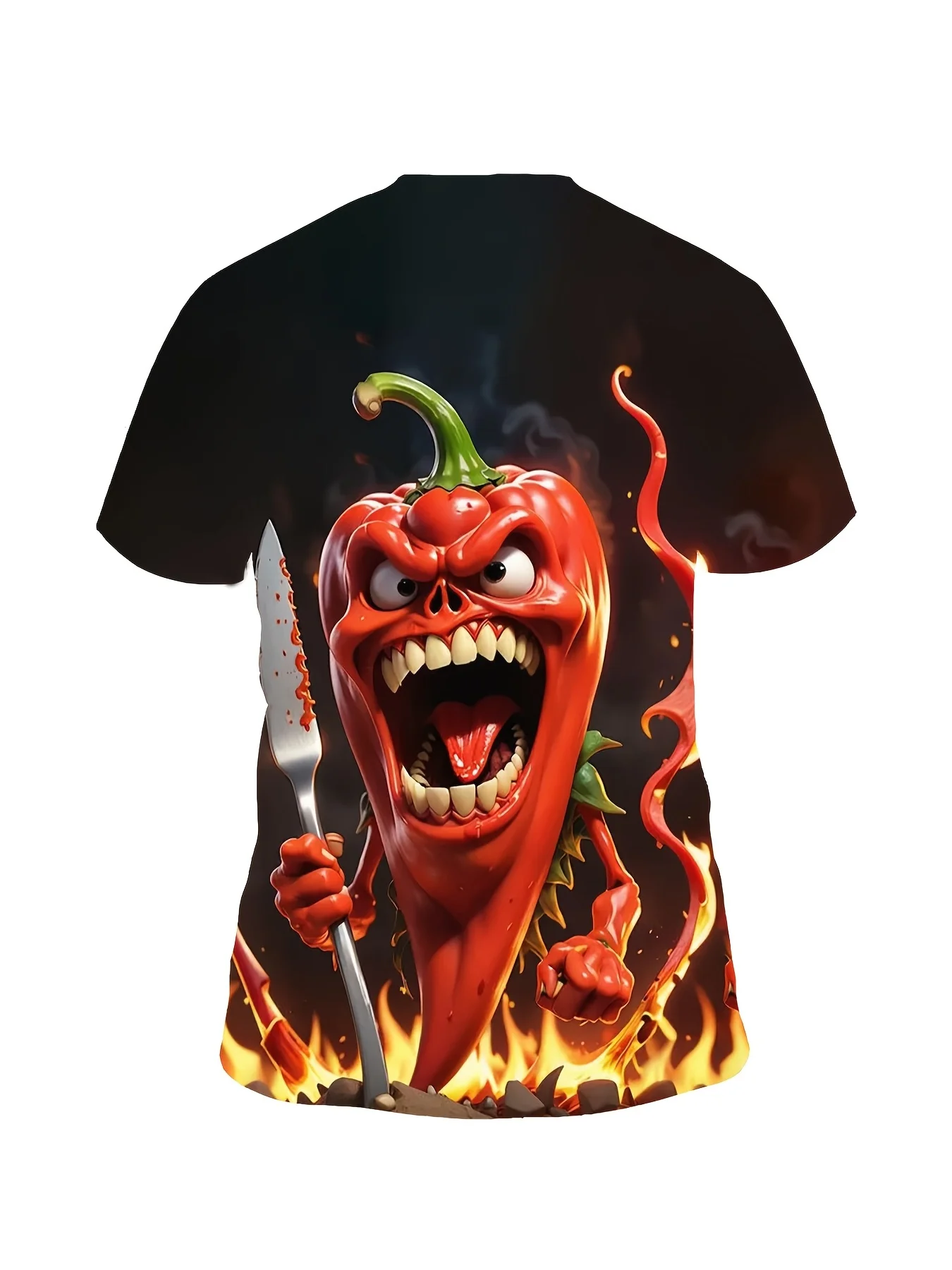 New Fun Cartoon Vegetable Chili 3D Printed T-shirt for Men and Women, Trendy, Casual, Holiday Event Short Sleeved