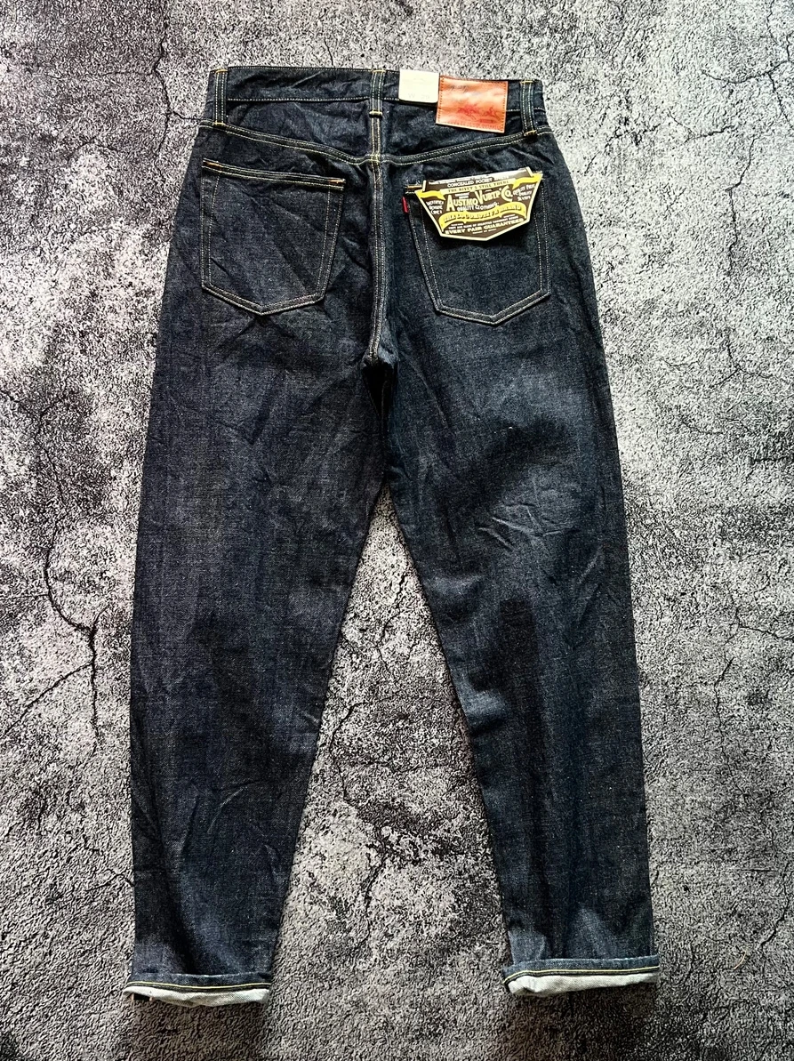 

Premium Limited Edition Sakura Patterned Narrow Waist Heavyweight 4OZ American Retro Ameika Khaki Denim Jeans Youth Faion