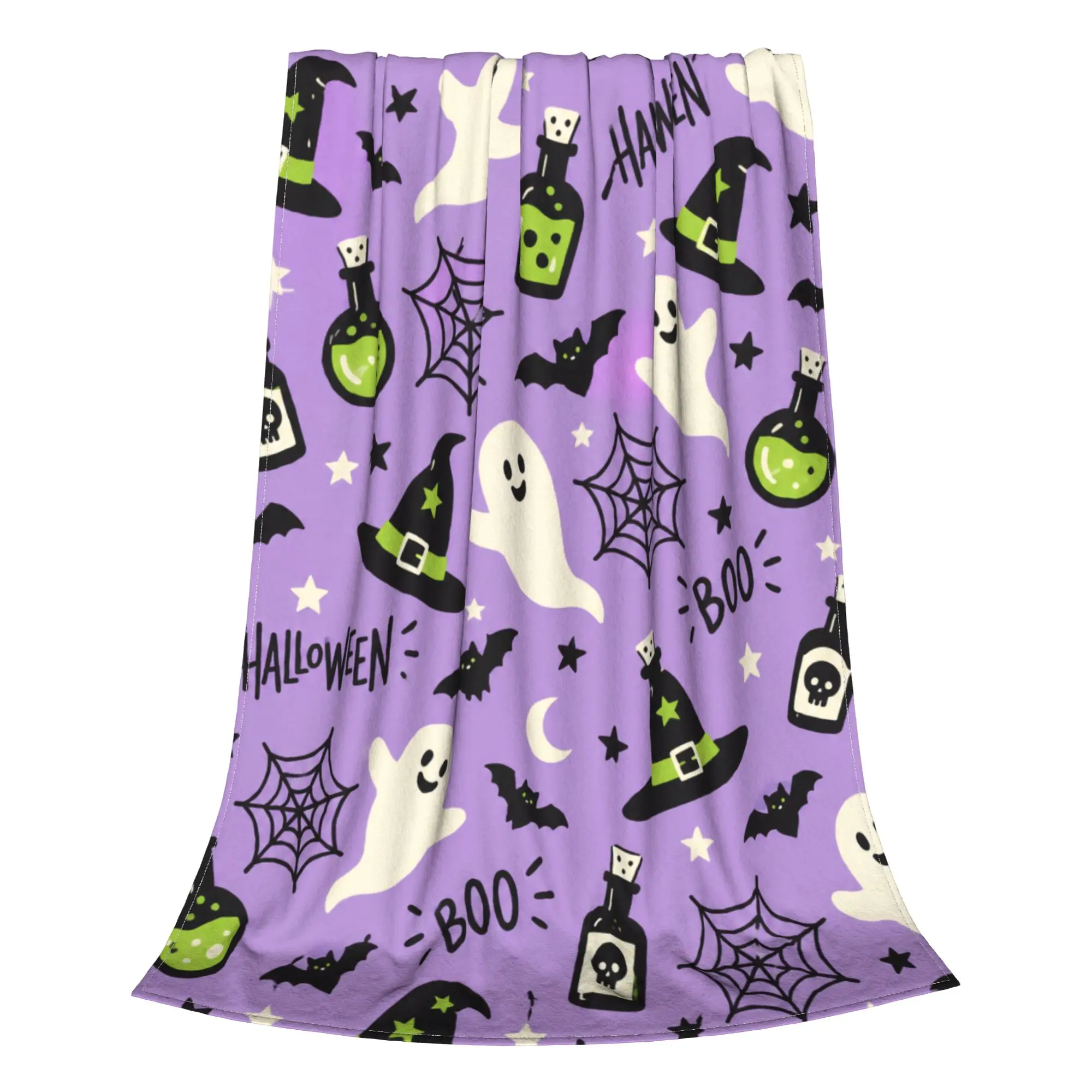 1PC Purple Halloween items collage  Blanket Throw Super Cosy Plush Living Room Sofa