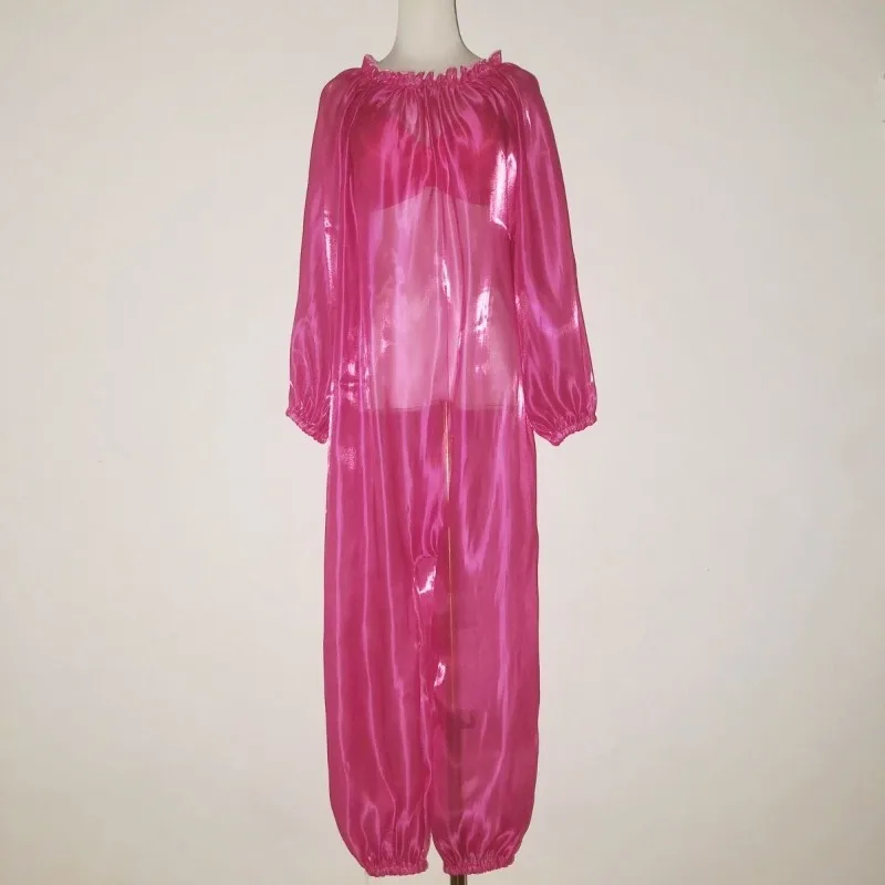 Tuta Unisex Lucida Effetto Ondulato, Morbida e Traspirante, Stile Casual per Casa, Comoda e Sensuale