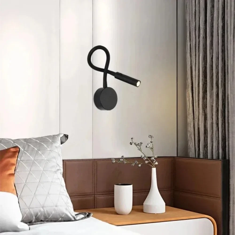 JOYINLED Modern Gooseneck LED Wall Lamp with Switch Flexible Indoor Wall Light Fixture for Bedside Reading Bedroom Living Room