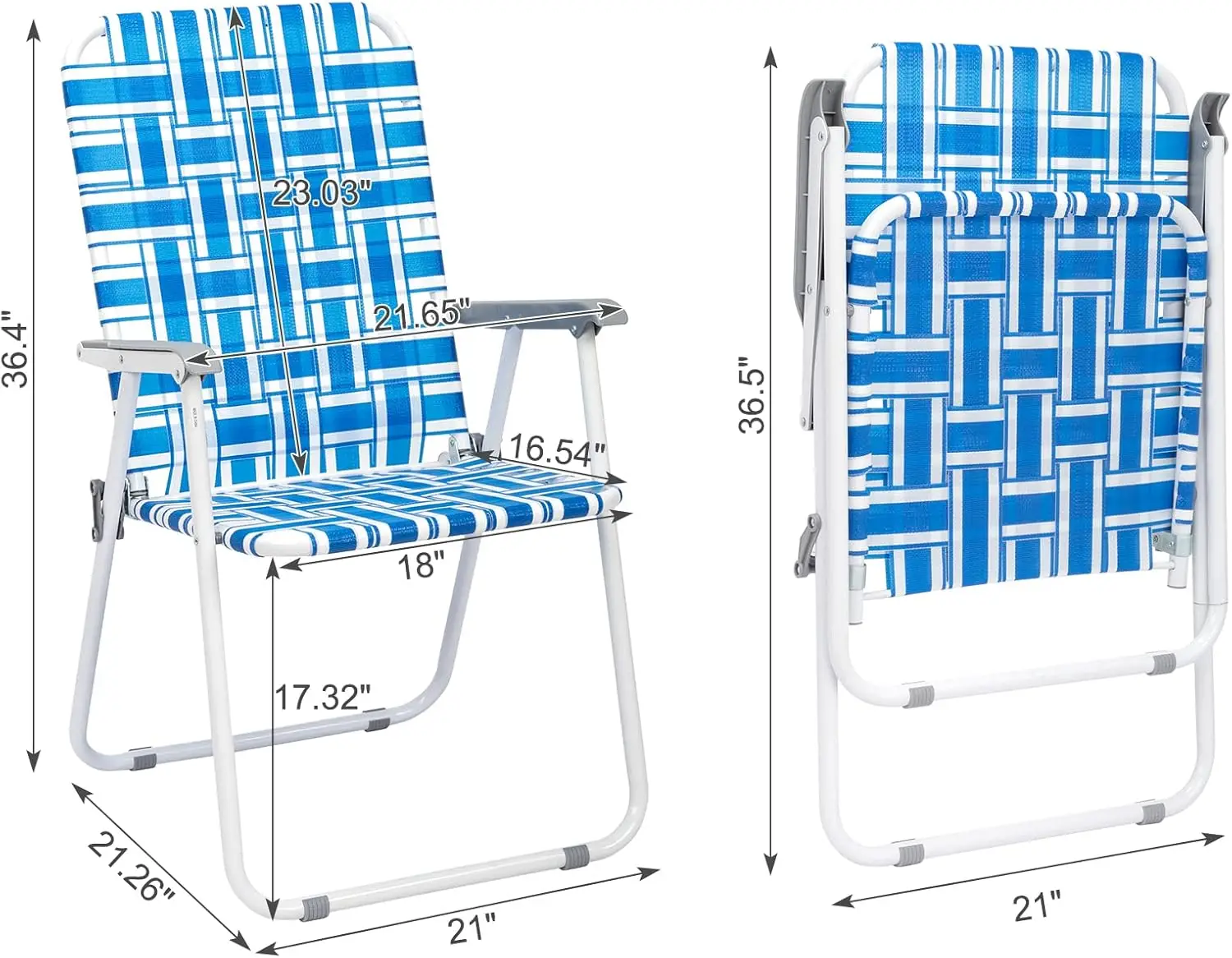 Lawn Chairs Set of 2, Foldable Metal Patio Chairs Stable Steel Outdoor Chair for Camping, Fishing, Beach, Poolside, Backyard