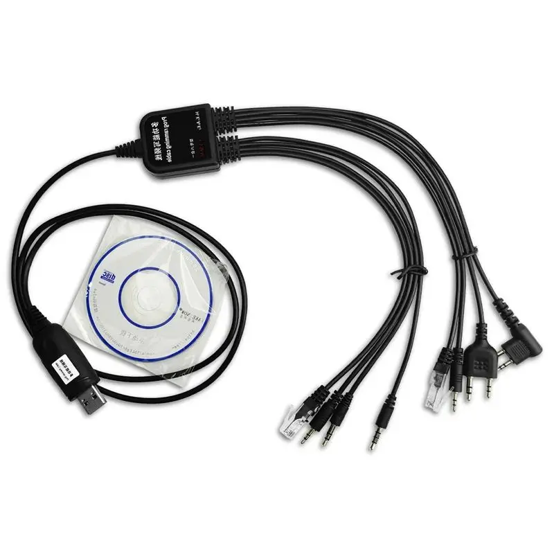 8 in 1 Computer CD Software USB Programming Cable for Kenwood Baofeng Motorola Yaesu Icom Walkie Talkie Two Way CB Radio