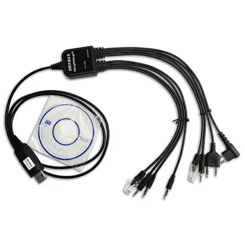 8 in 1 Computer CD Software USB Programming Cable for Kenwood Baofeng Motorola Yaesu Icom Walkie Talkie Two Way CB Radio
