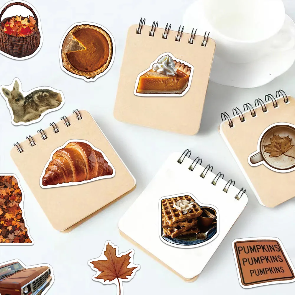 53枚のクリエイティブな秋のインスタイルステッカー、文房具、コンピューター、冷蔵庫、電話ケース、美的で個性的なステッカー