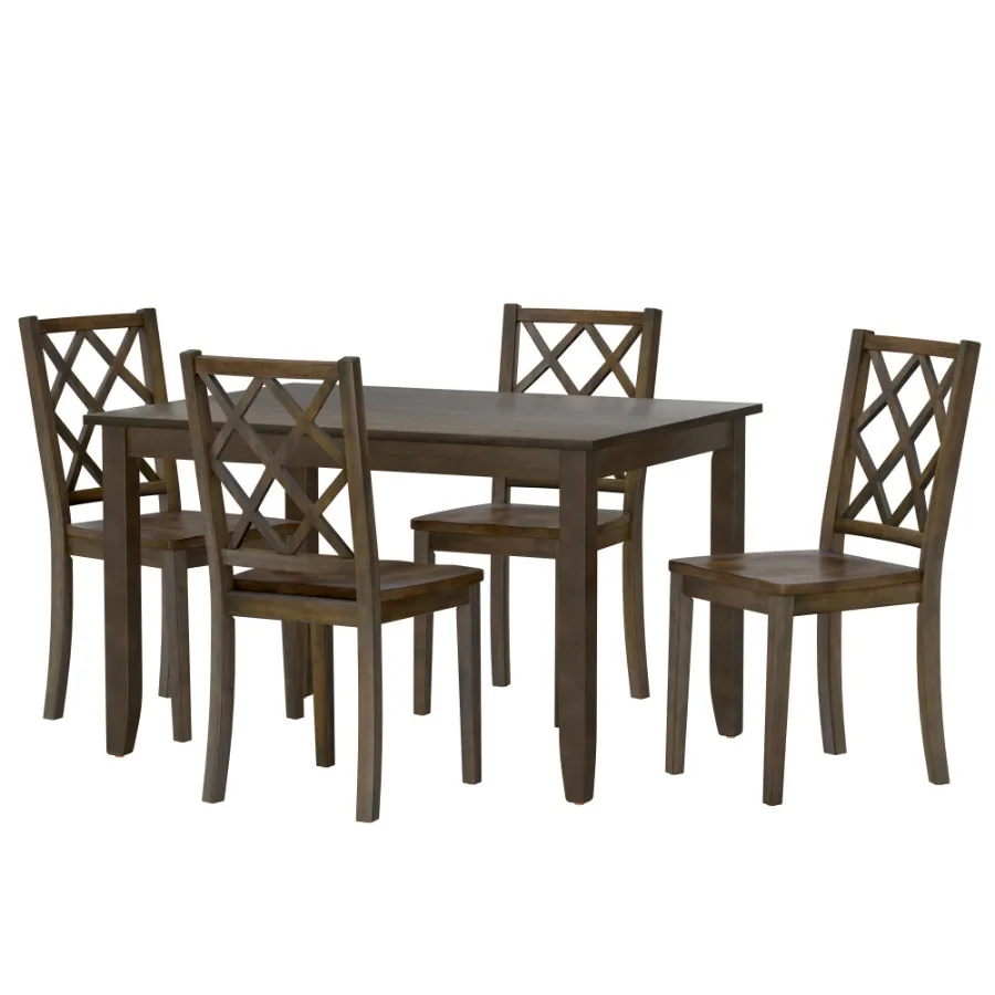 Wallace and Bay Velvety Brown 5 Piece Dining Table Set