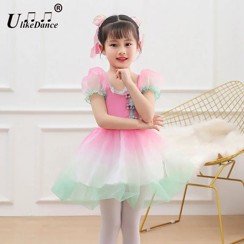 Kids Ballroom Clothing Modern Dance Girl Tutu Dress Girls Jazz Dance Costume Kid Stage Wear Wedding Princess Dress