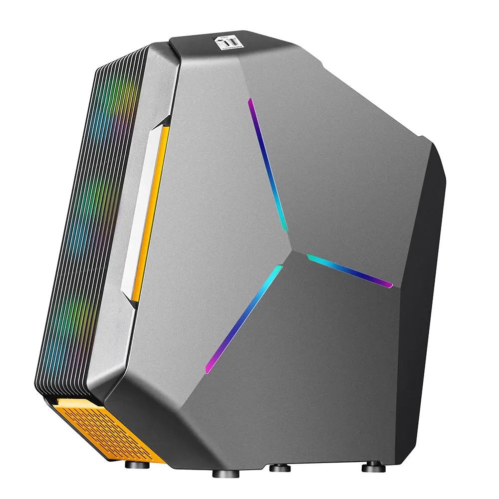 Newly designed black PC game console RGB CPU case, desktop MATX ITX mid tower case, gaming PC case with RGB fan