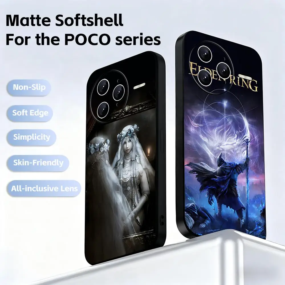 Чехол для телефона Xiaomi POCO M7 M6 M5 X7 X6 X5 F7 F6 F5 Soft Black Pro 5G Shadow Of The Erdtree E-Elden Rings Phone Cover