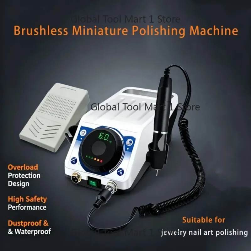 

High-Performance Brushless Polishing Machine - Overload Protection, Waterproof Design, Ideal for Nail and Jewelry Art
