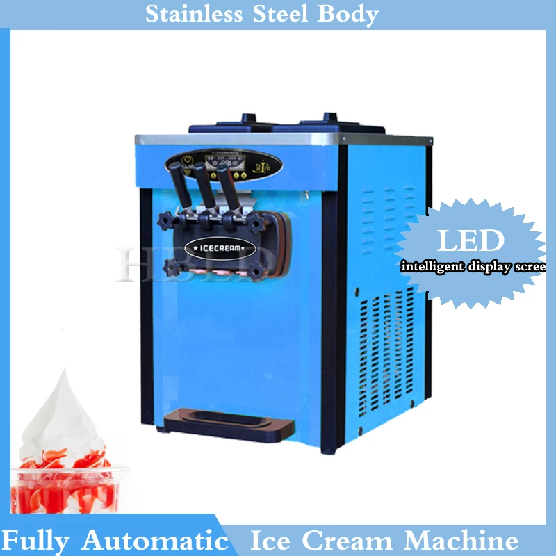 Low Energy Consumption Soft Ice Cream Machine, 3 Flavors, Fully Automatic Frozen Yogurt Machine