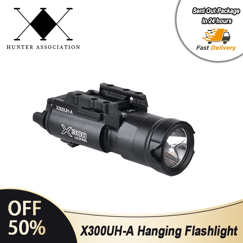 WADSN Tactical X300 X300UH-A Metal Hanging Flashlight For 20mm Rail Pistol Hunting Airsoft Weapon Gun LED White Light X300U