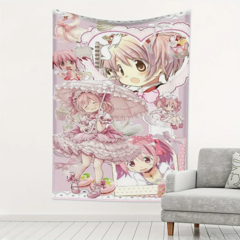 VIKAMA Madoka Magica Collage Tapestry Japanese Cute Anime Wall Hanging Bedroom Rental House Renovation Backdrop Decoration