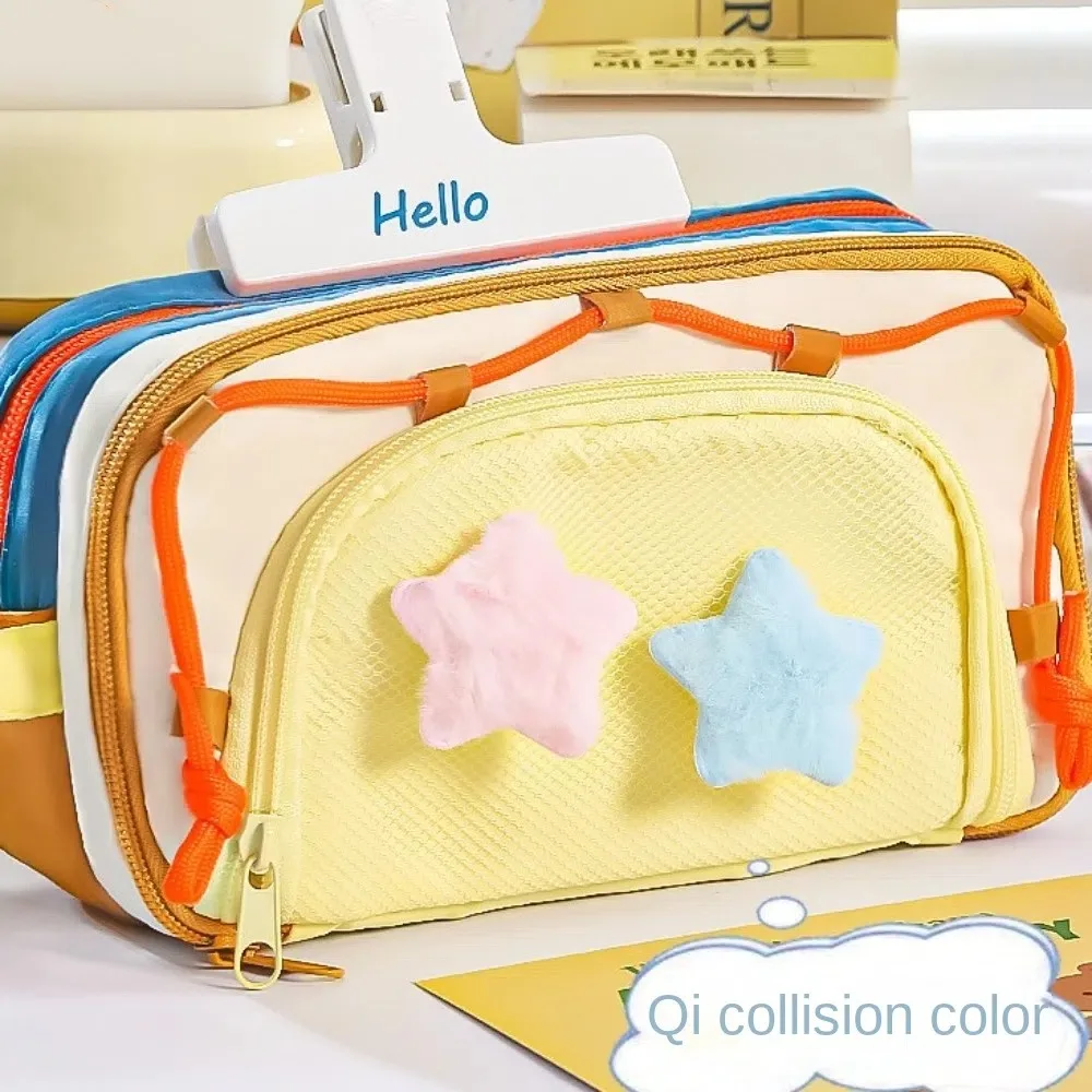 7 Multilayer Y2K Star Stationery Bag Large Capacity Cosmetics Card Pen Korean Pencil Case Y2K Ins Desktop Storage