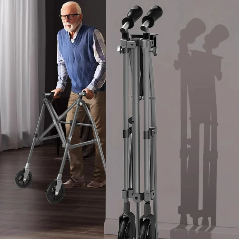 Multi Functional Anti-fall Walkers for Elderly Rehabilitation Specific Mobility Aids Crutches One Click Folding Walking Aid