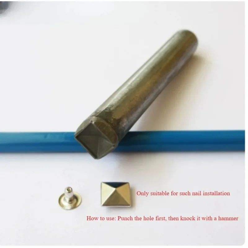 1pc Square Pyramid Rivet Setting Tool, 5/6/7/8/10/12mm Metal Rivet Install Punch for Leather Craft DIY