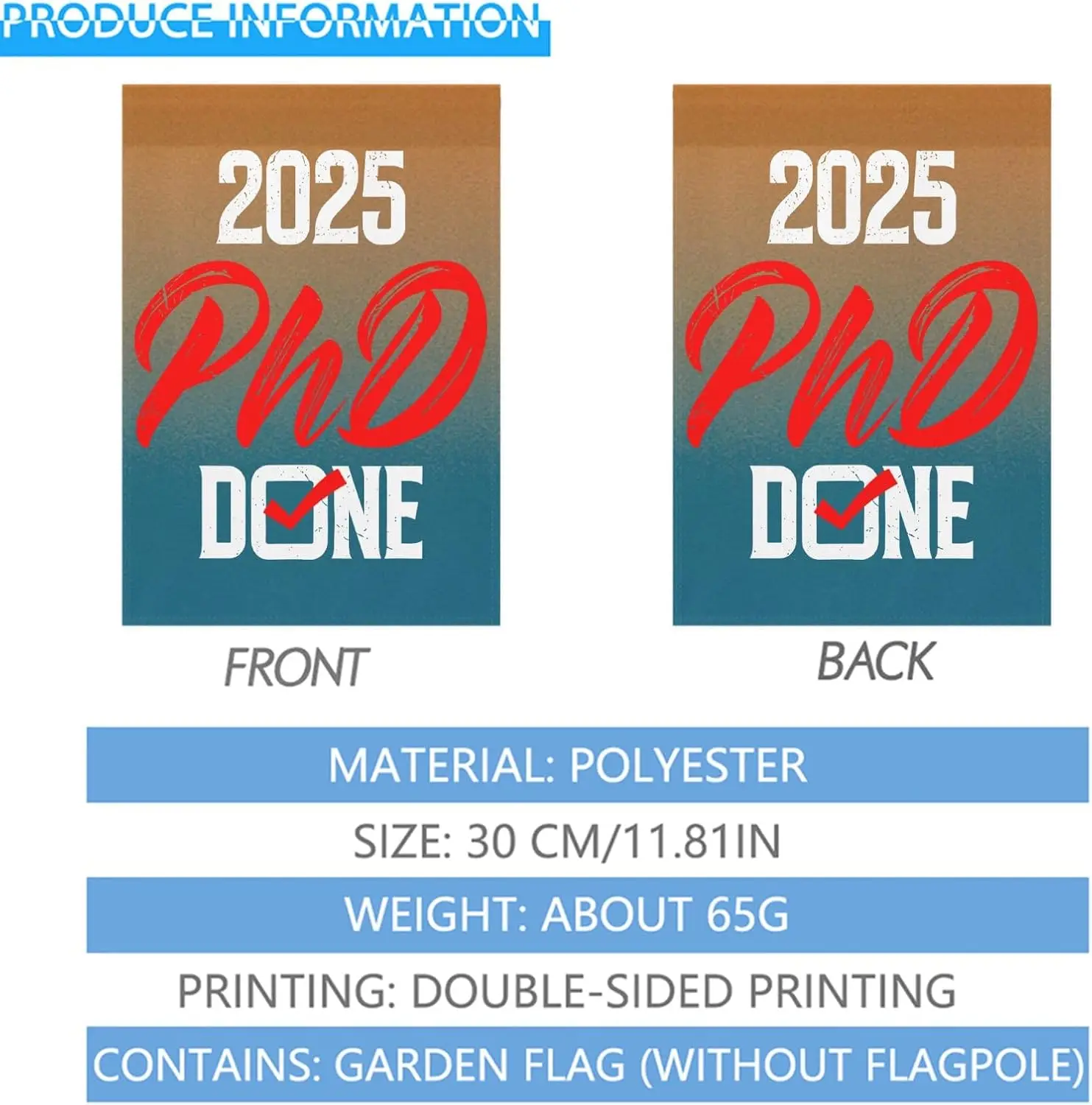 PH.D DONE 2025 تشريح الطبيب دكتوراه ساحة العلم 12x18 مزدوجة الوجهين الجدة منزل العلم للحديقة HZZ #3