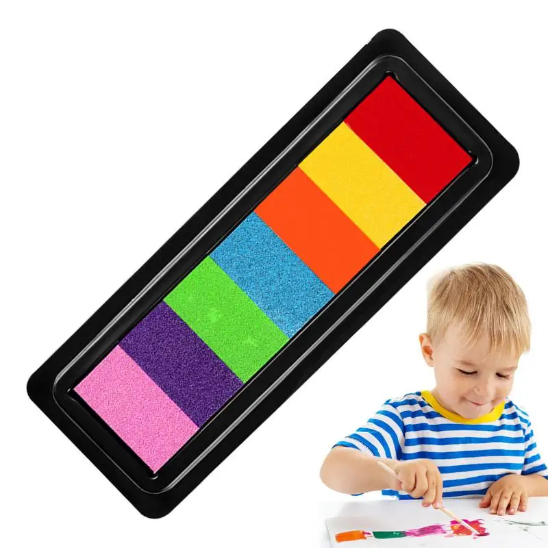 Colored Ink Pads 7 Colors Sponge Finger Ink Pad Multifunctional Safe Finger Painting Graffiti Ink Pad Easy Clean DIY Crafts