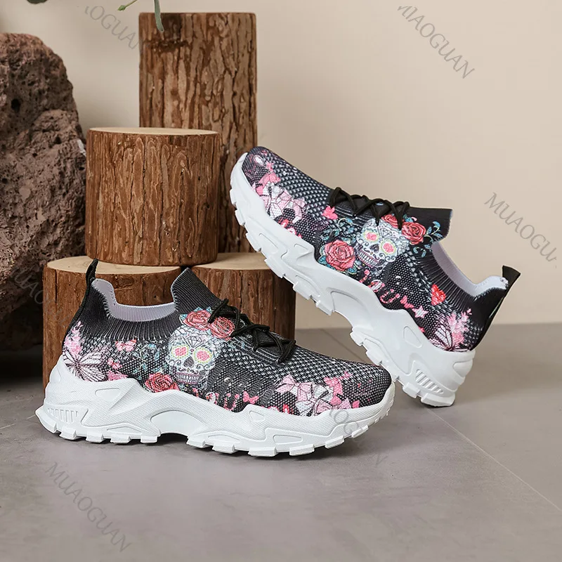 المرأة منصة أحذية رياضية 2026 ربيع الخريف موضة تنفس شبكة الدانتيل يصل مطبوعة الترفيه تنيس إسفين كعب حذاء رياضي غير رسمي #5