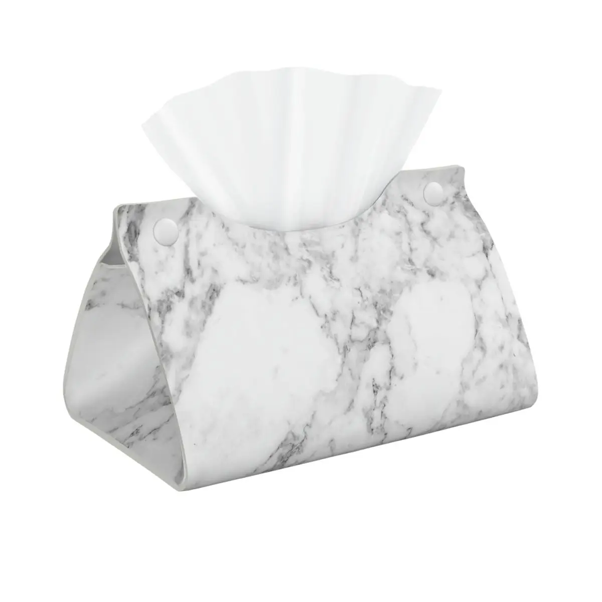 Custom White Gray Marble Pattern Tissue Box Holder Rectangular PU Leather Facial Tissue Box Cover for Car Office