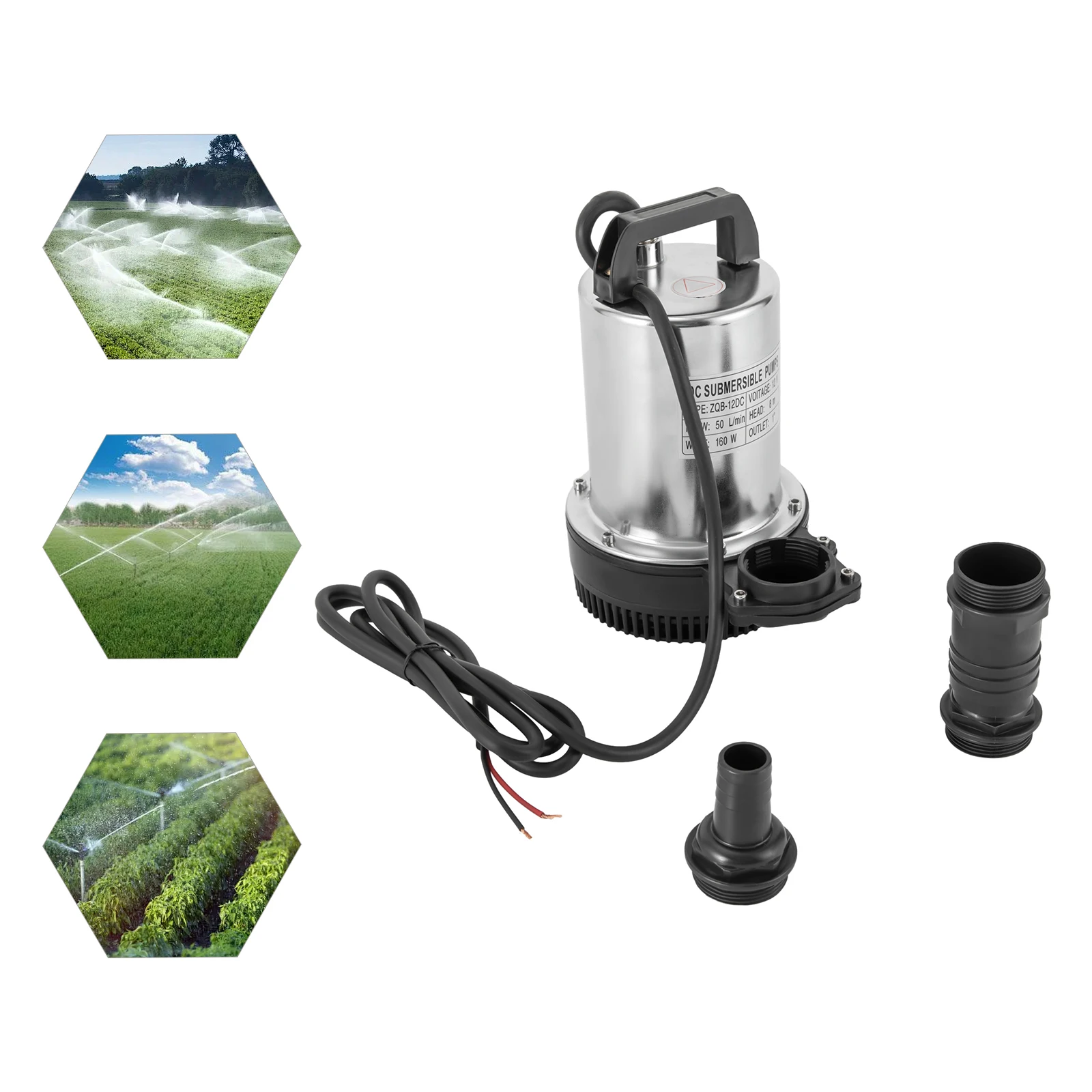 Submersible DC Water Pump 12V High Performance Fish Breeding Fish High Delivery Pressure Pumps Stainless Steel Deep Well Pump