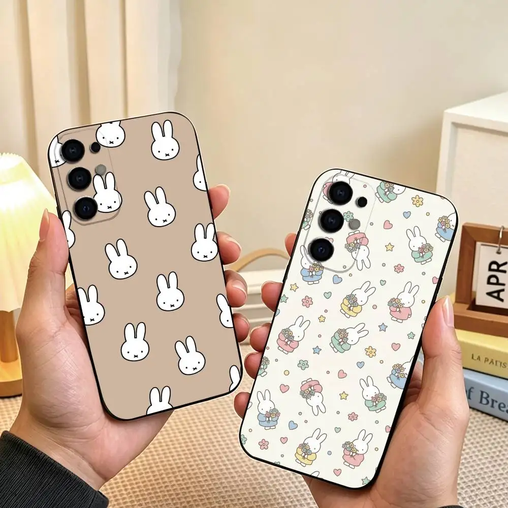 C-Cute C-Cartoon M-MiffyS Phone Case Black Silicone Soft For Samsung S26,S25,S24,S23,S22,S21,S30,Ultra,Plus,Fe,Lite Gift
