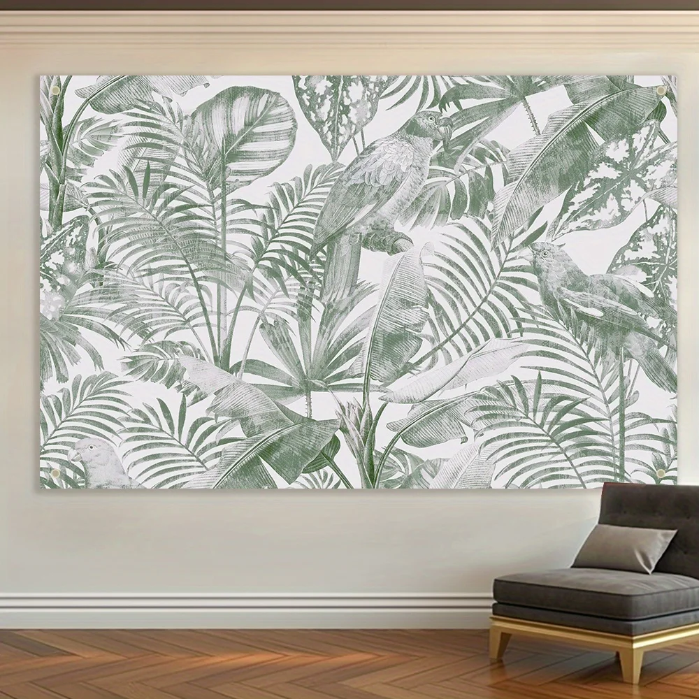 1 Tropical Monstera Leaf Wall Decor- Machine washable, polyester fabric, modern greenery design, perfect for interior decoration 2