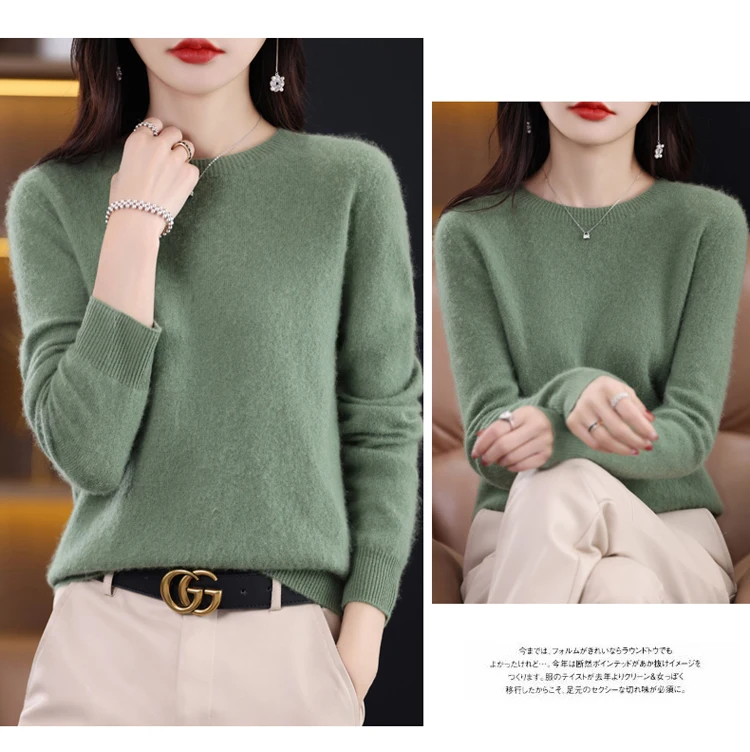 2026 New Cashmere Basic Top Long Sleeve Women O-Neck Knitted Sweater 100% Pure Merino Wool Pullover Clothing Knitwear Traf