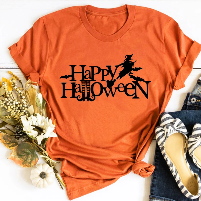 

Happy Halloween Shirt Halloween Party Tee Fall Funny Halloween Tshirt Aesthetic Women Clothing