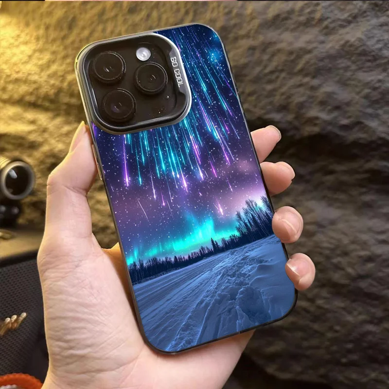 

Aurora Meteor Design phone case for iPhone 16 15 14 13 12 11 Pro/ Max/Plus shock-proof rear cover anti-fingerprint