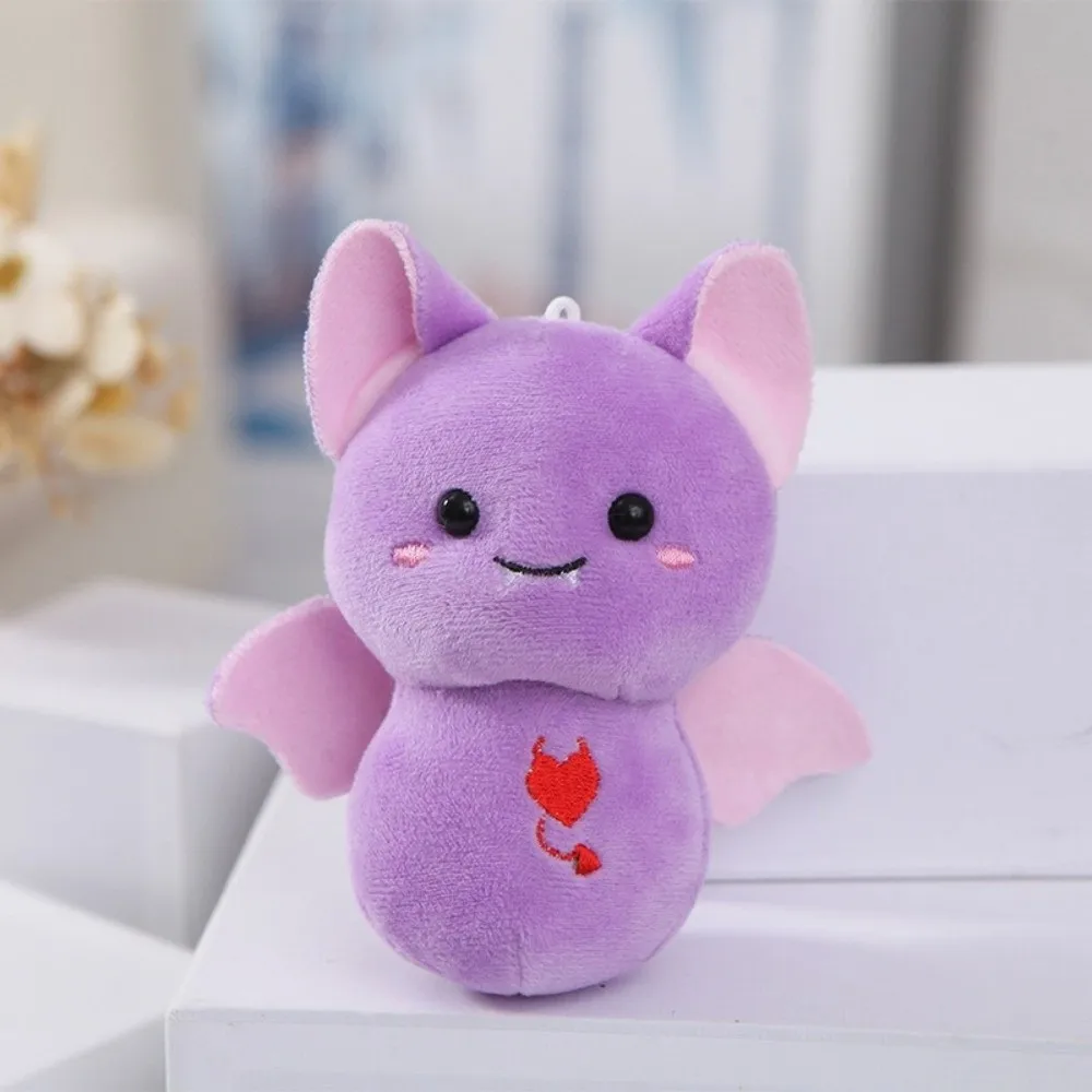 Cute PP Cotton Bat Keychain Durable Soft Cartoon Halloween Bag Pendant Multi-color Fuzzy Stuffed Student