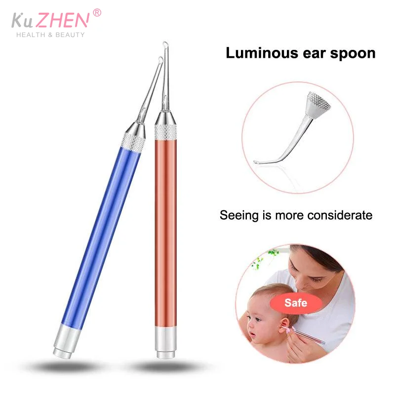Baby Ear Cleaner Spoon LED Flash Light Ear Wax Curette Picker Visual Children Earpick Eer Wax Dig Remover Ear Nose Novel Tweezer