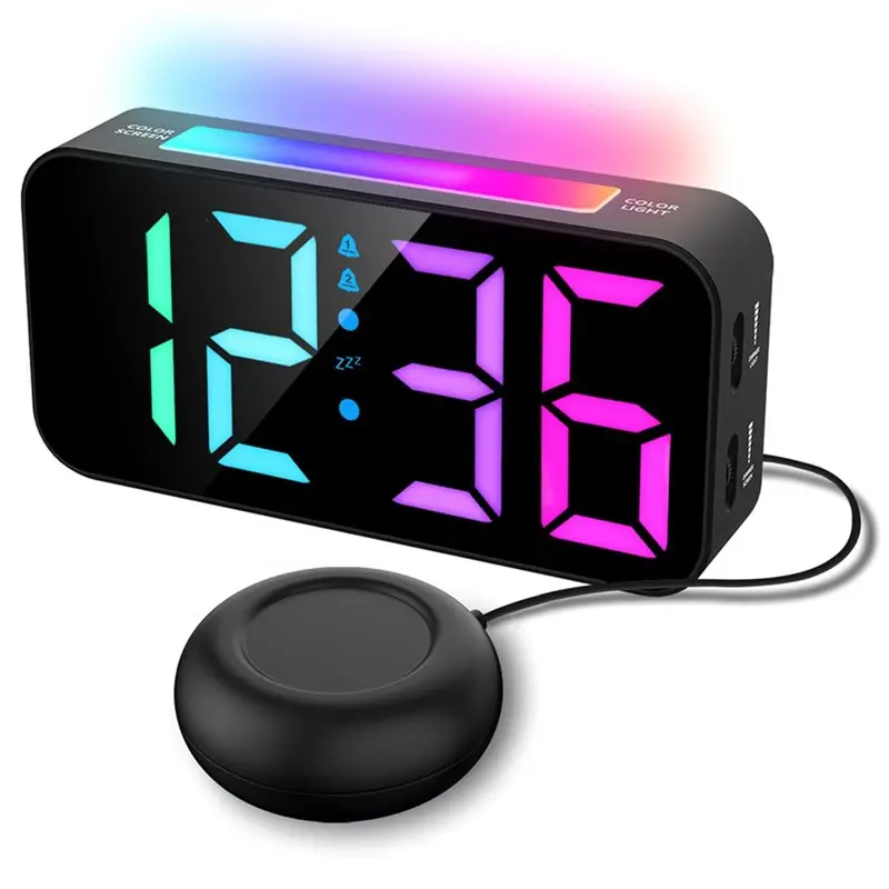 BHBD-USB Powered RGB LED Clock Night Light With Digital Display, Mood Lighting Function& Alarm Bell 2