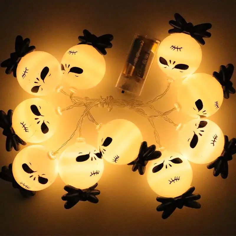 1,5 m 10 LED Halloween-Lichterkette, batteriebetrieben, lustige Geister, Kopflichter, Halloween-Party-Dekoration, Spukhaus-Requisiten