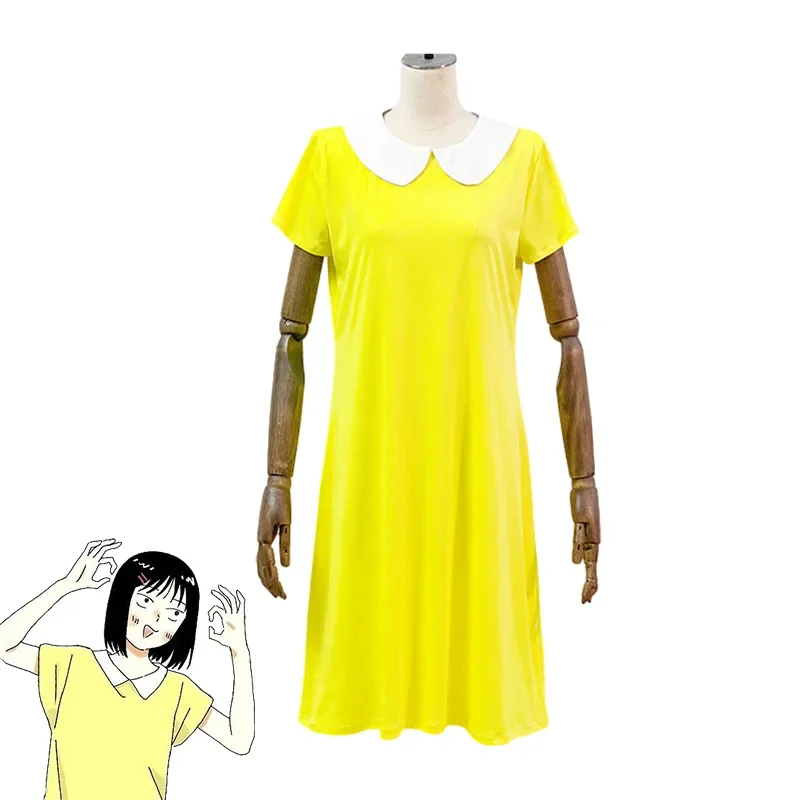 Anime Skip and Loafer Iwakura Mitsumi Cosplay Costume Wig Daily Yellow Doll Collar Dress Woman Sexy Kawaii Leisure Party Suit