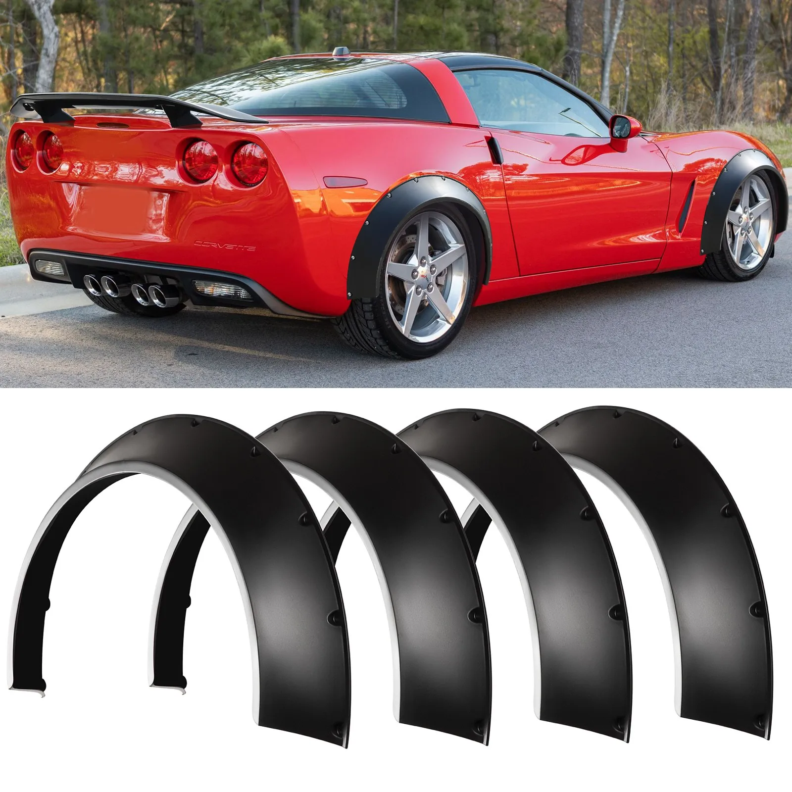 

For Chevrolet Corvette C3 C4 C5 C6 Fender Flares Wide Body Kit Wheel Arches 4Pcs