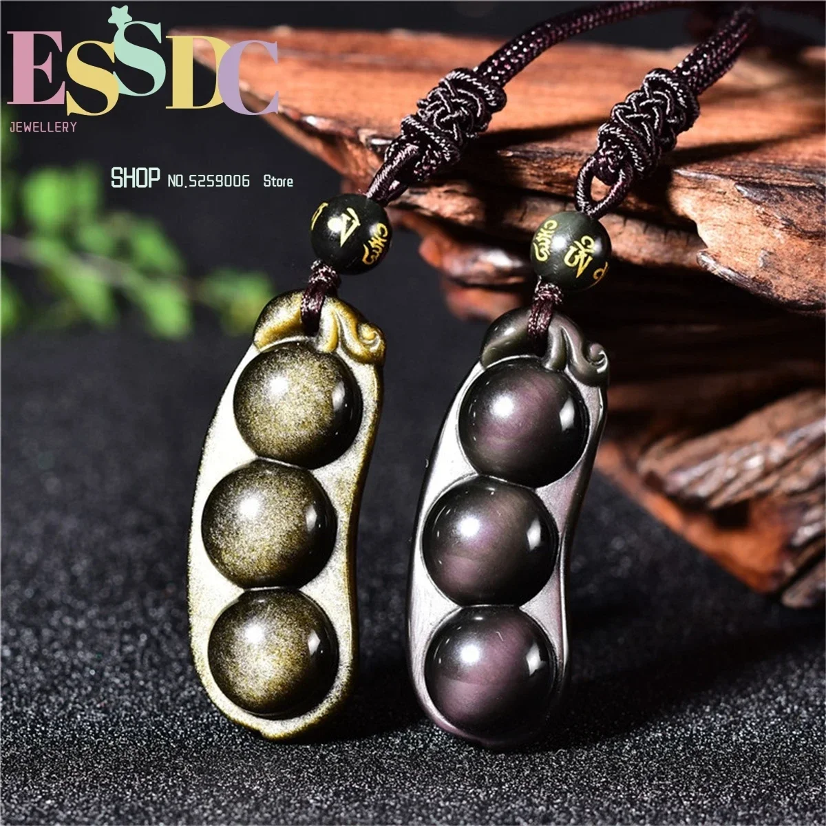 Crystal Natural Rainbow Eye Obsidian Obsidian Kidney Bean Pendant Men And Women Fashion Necklace Jewelry Charm Gift  Simplicity