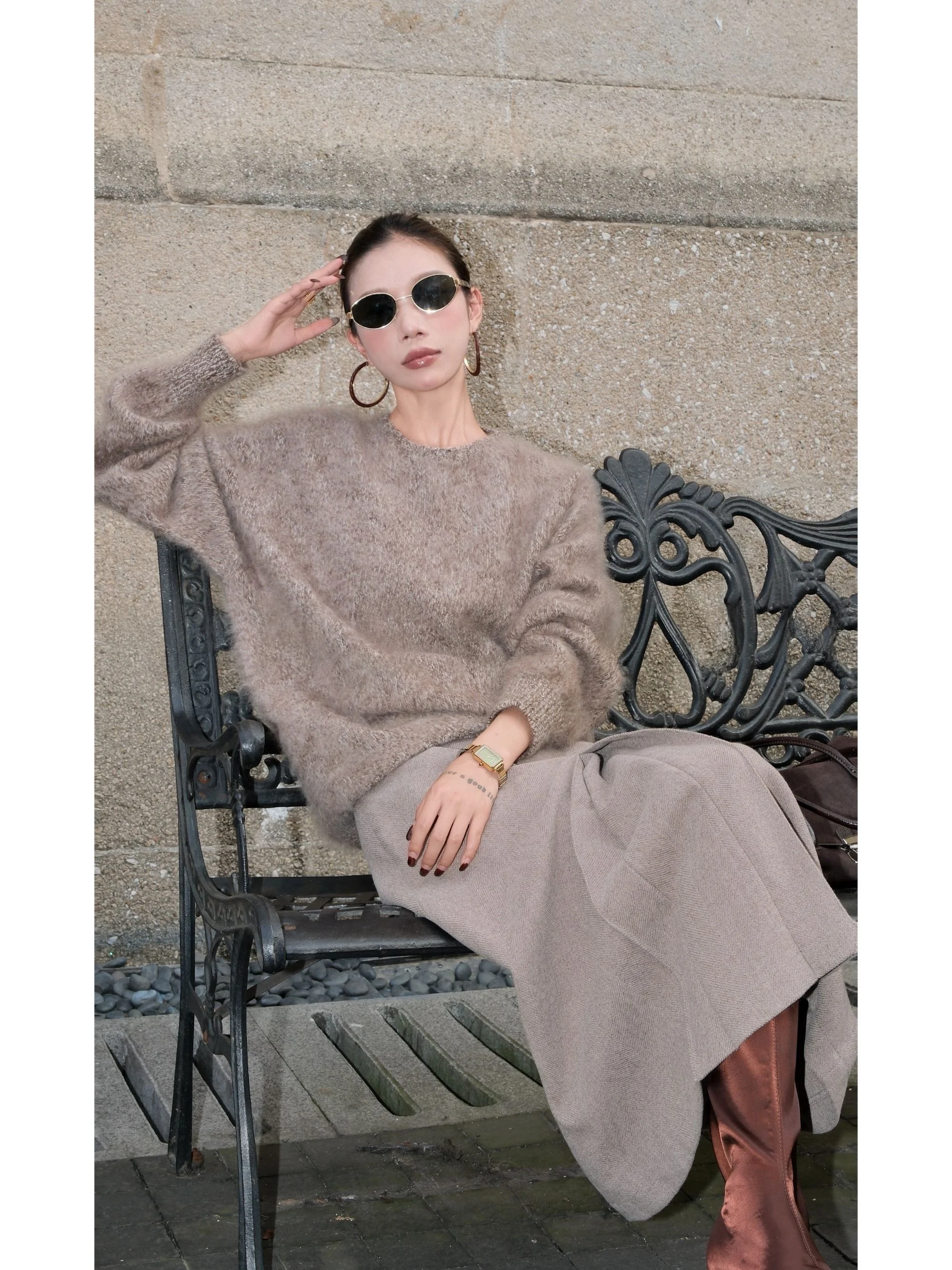 

KINSEYUN Double Color Camere Sweater round Ne Loose Overhead Knitwear Soft Warm Autumn Winter Women's Faion QD2557