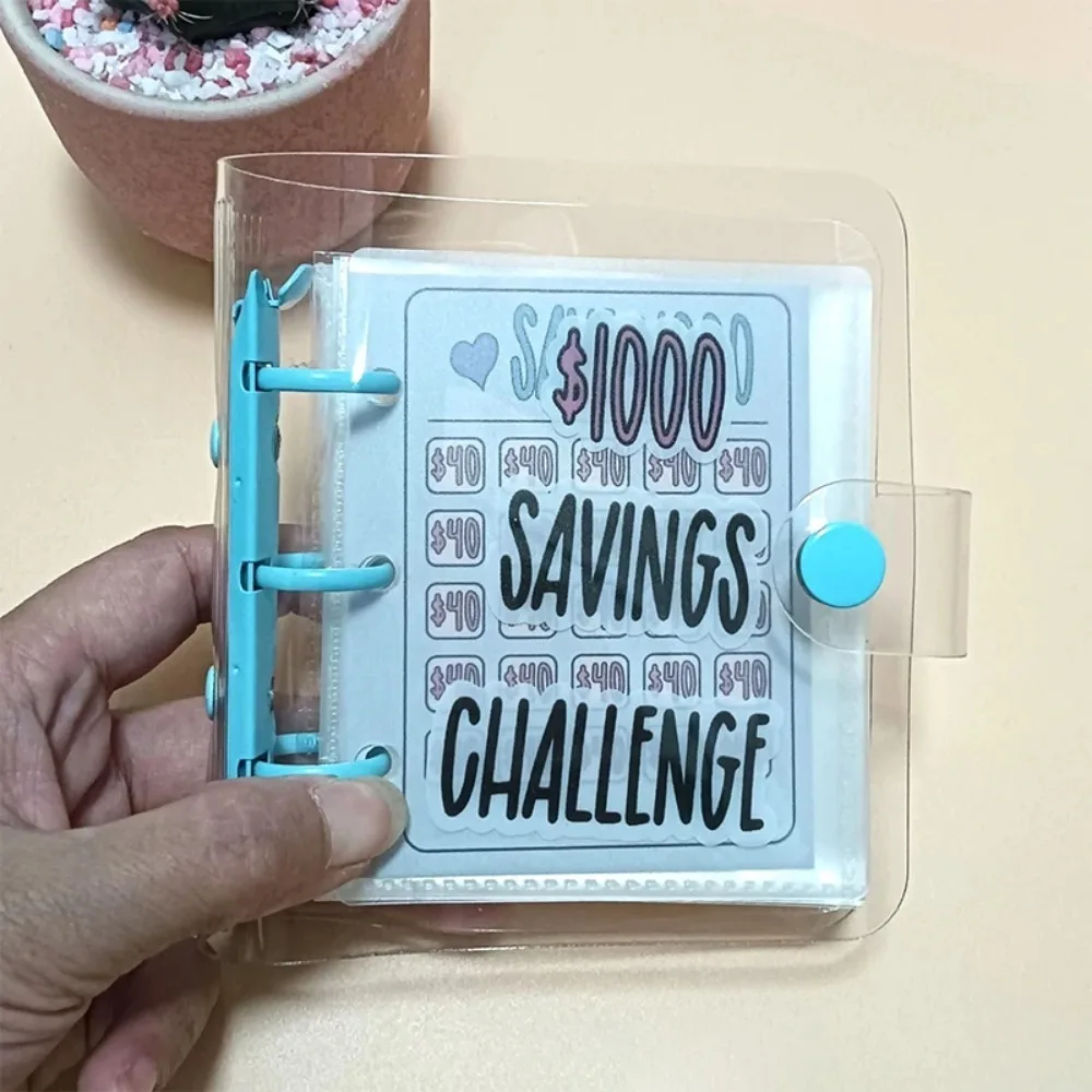 3-holes Savings Challenge Book Saving $1000 Mini Portable Money Book Saving Loose-leaf Notebook Cash Budget Storage Book