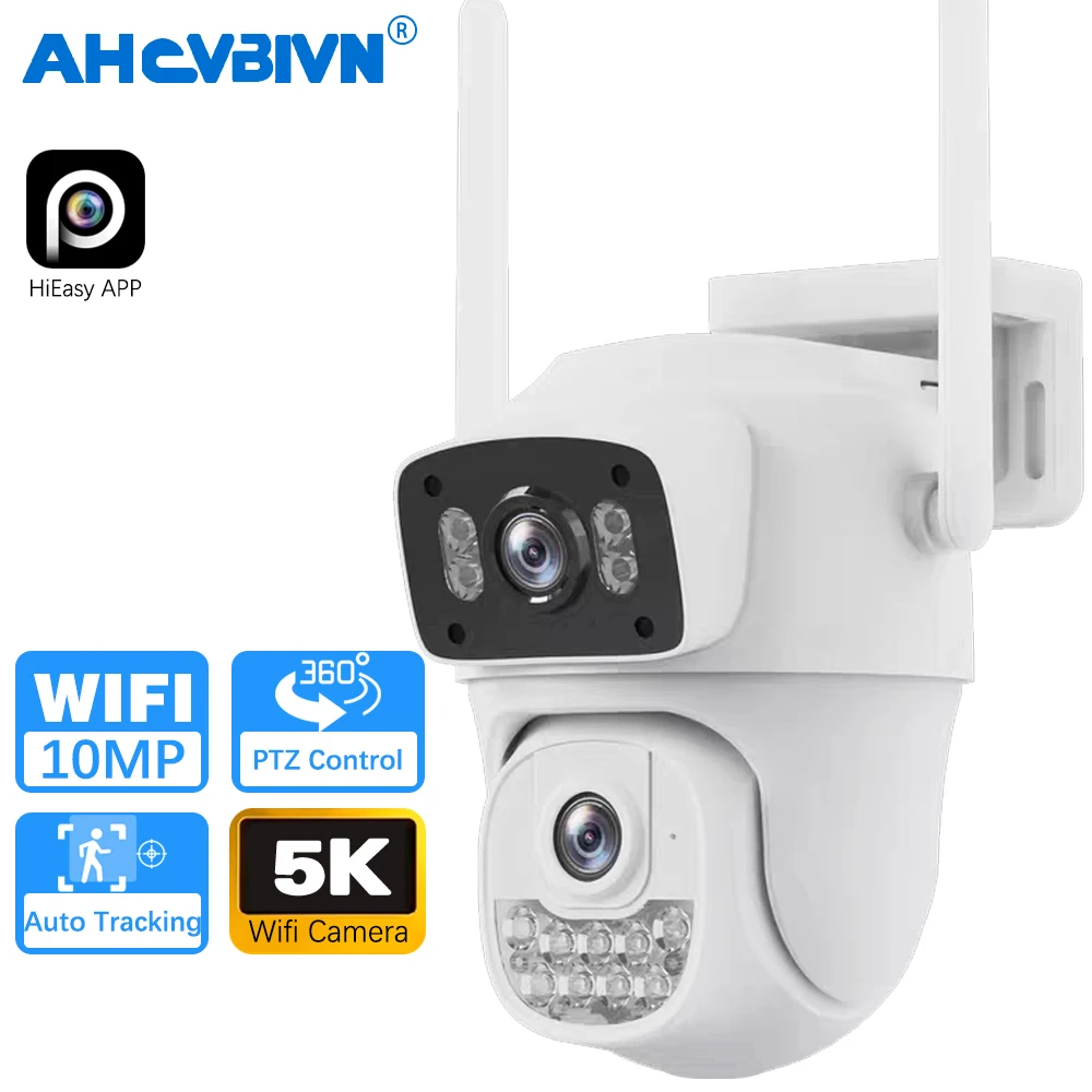 

5K 10MP Waterproof WiFi Camera HD Dual Lens Auto Tracking Cam Outdoor Wireless Security PTZ Camera Security Cam HiEasy App